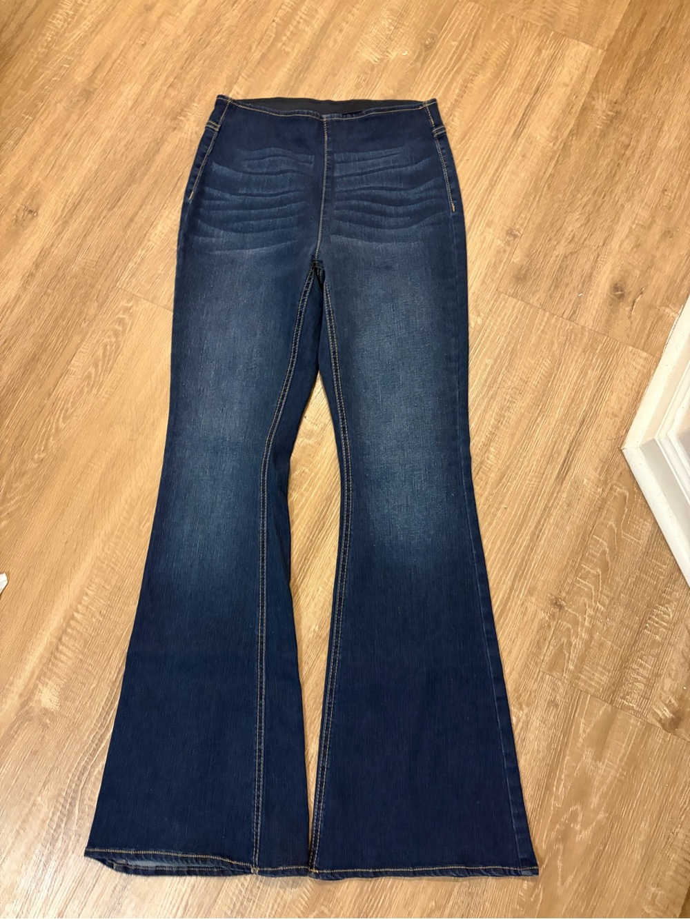 No Boundaries Dark Blue Flare Jeans - High Waist Wide Leg
